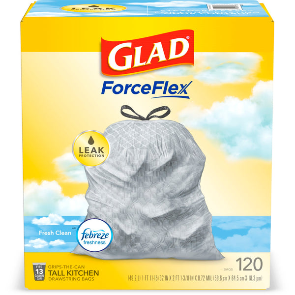 Tall Kitchen Trash Bags, 13 Gallon, 120 Bags (ForceFlex, Fresh Clean)