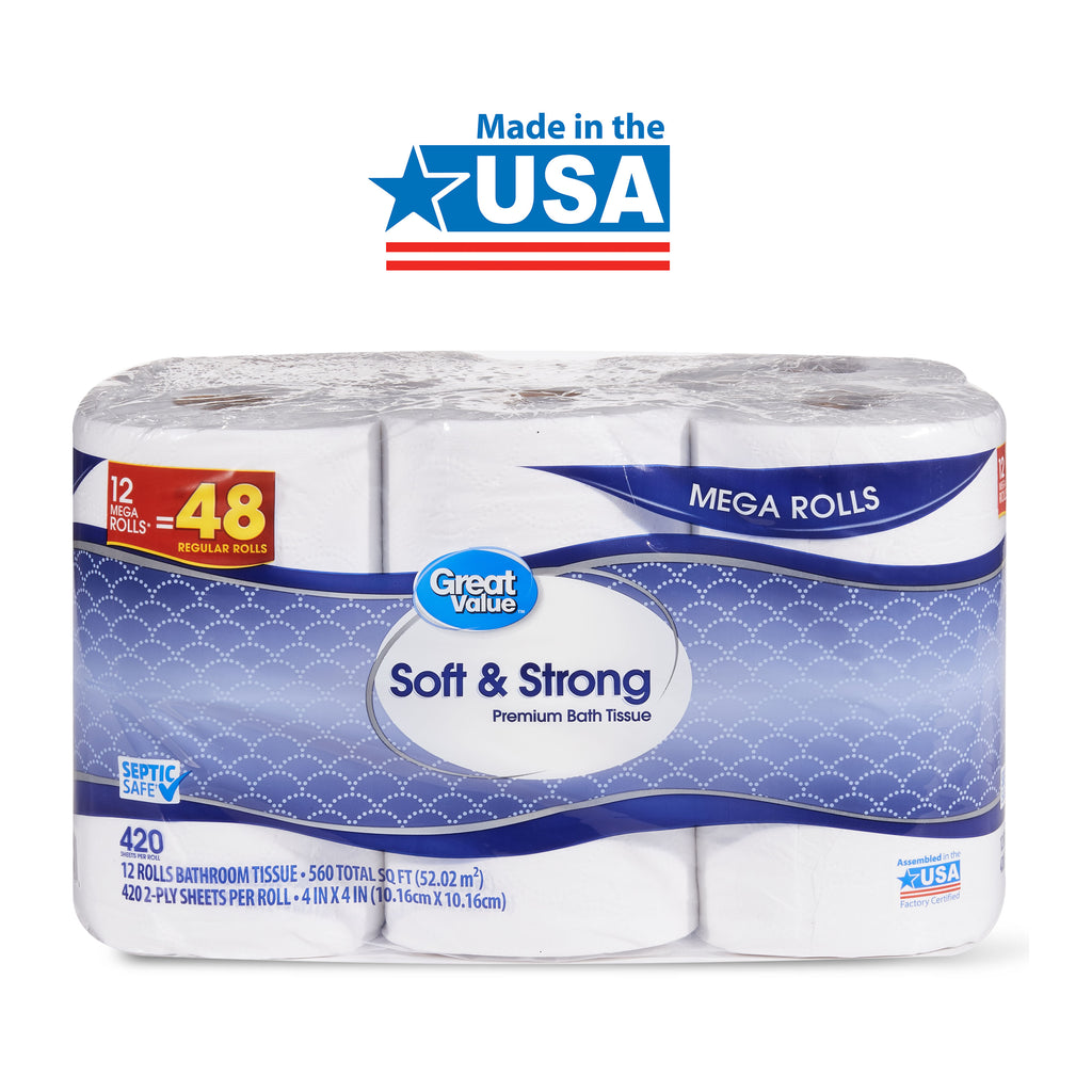 Soft & Strong Premium Bath Tissue, 12 Mega Rolls