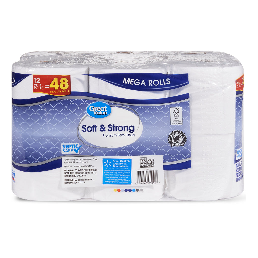 Soft & Strong Premium Bath Tissue, 12 Mega Rolls