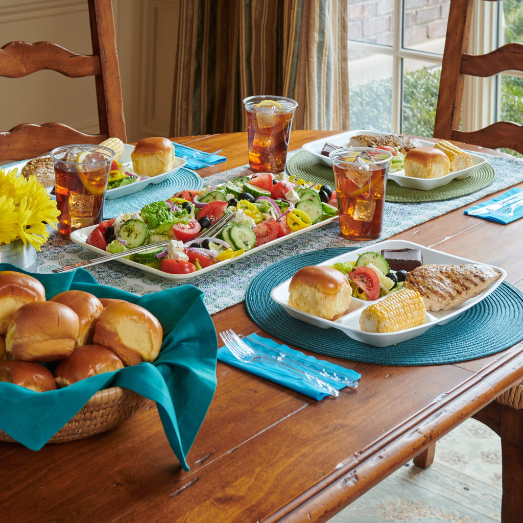 Rectangular Foam Compartment Party Plates, 40 Count